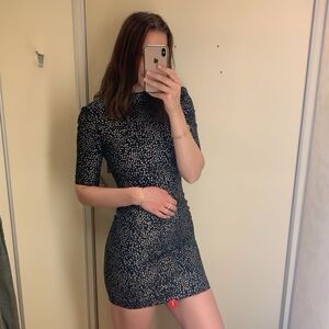 NWT Alice + Olivia mock neck glitter mini dresss